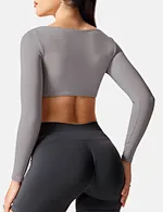 round neck crop top long sleeve